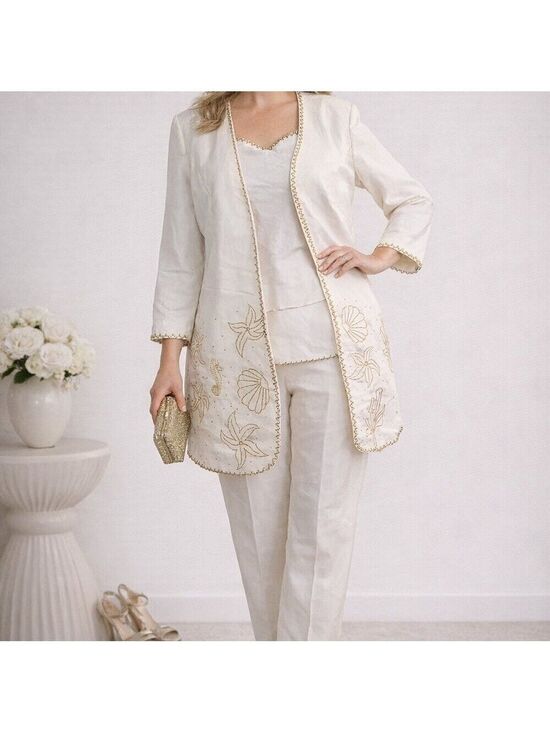 Donnavinci Pants - Womens | Donna Vinci Formal Linen Women's 3pc Pant Suit. | C1